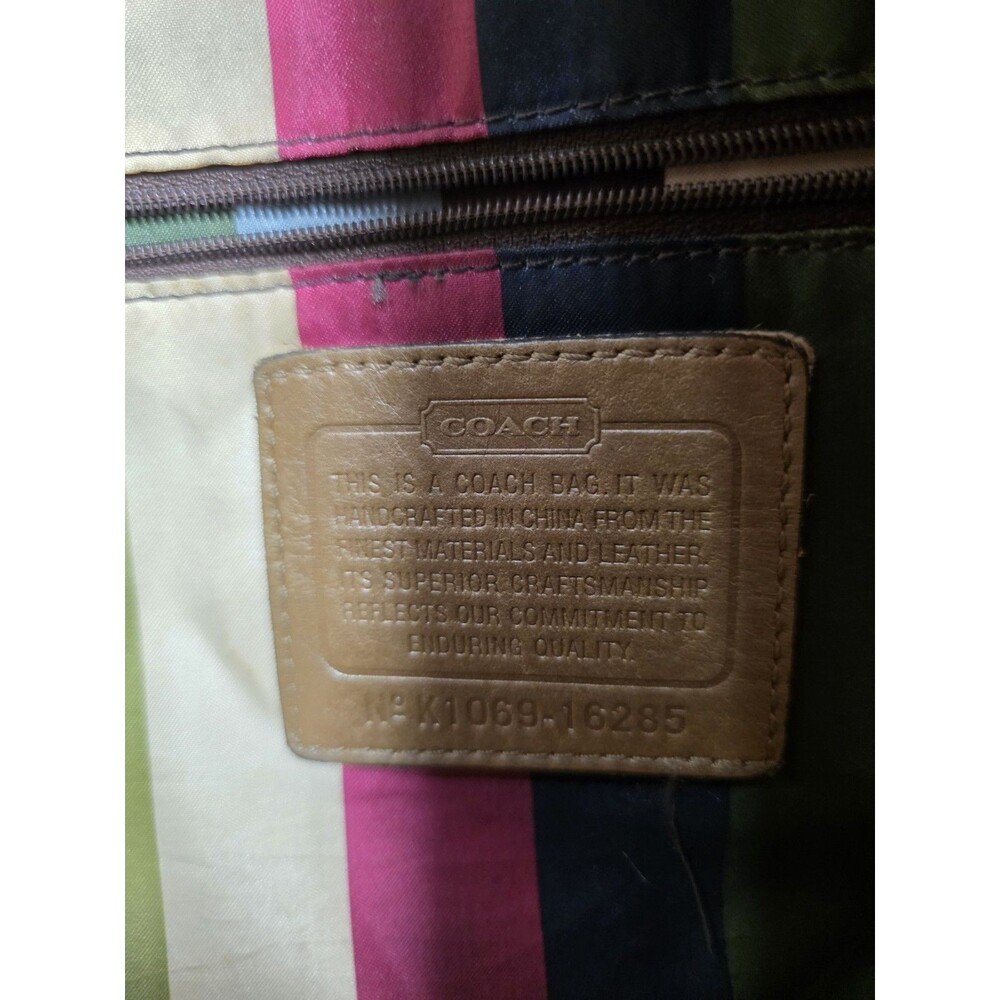 Coach Poppy Leather Rocker Satchel Legacy Lining Metallic Tan Leather 16285 - Picture 16 of 16